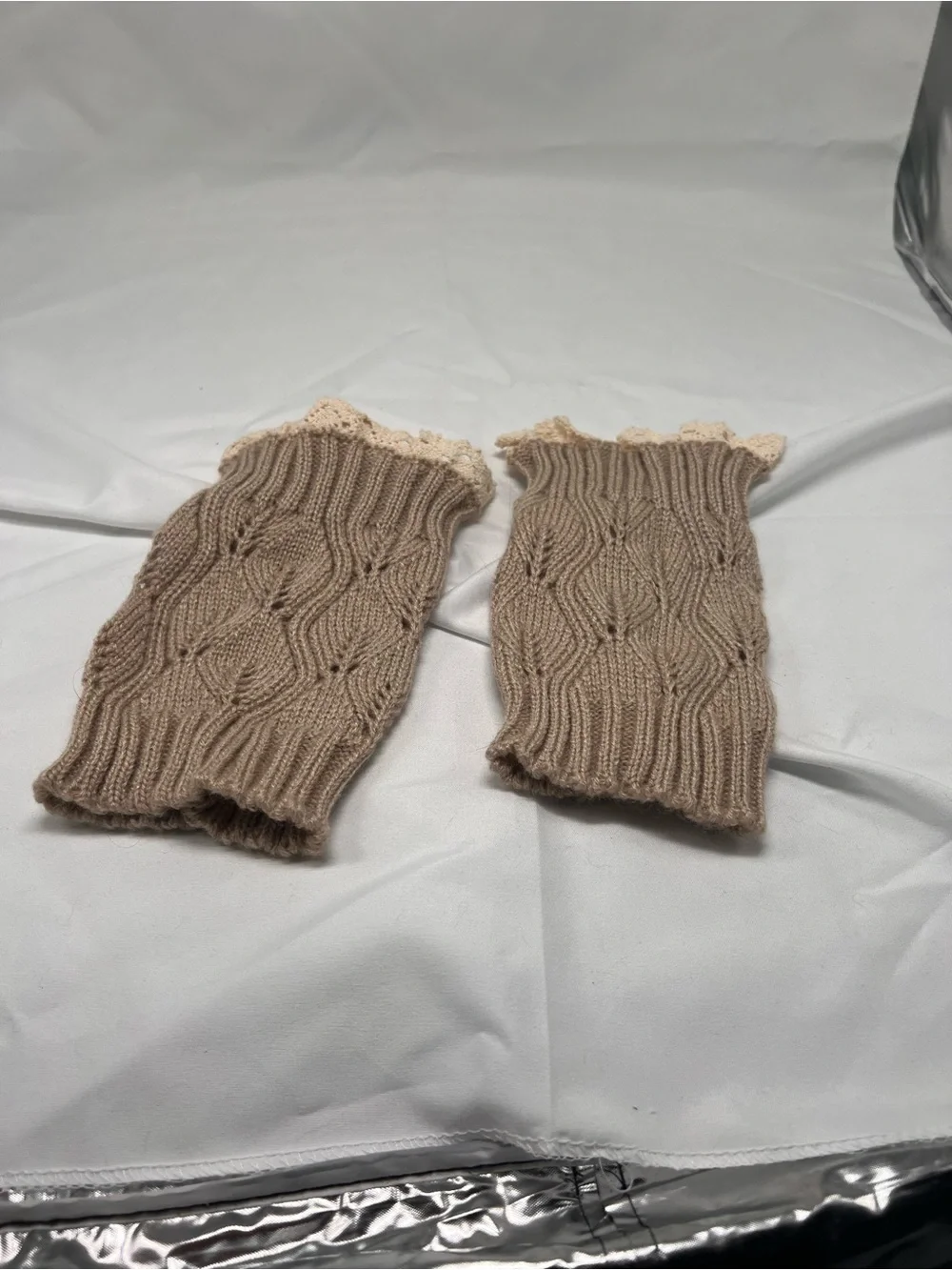 New Women's Khaki Brown Woven Crochet Knitted Sweater Boot Cuff Leg Warmers